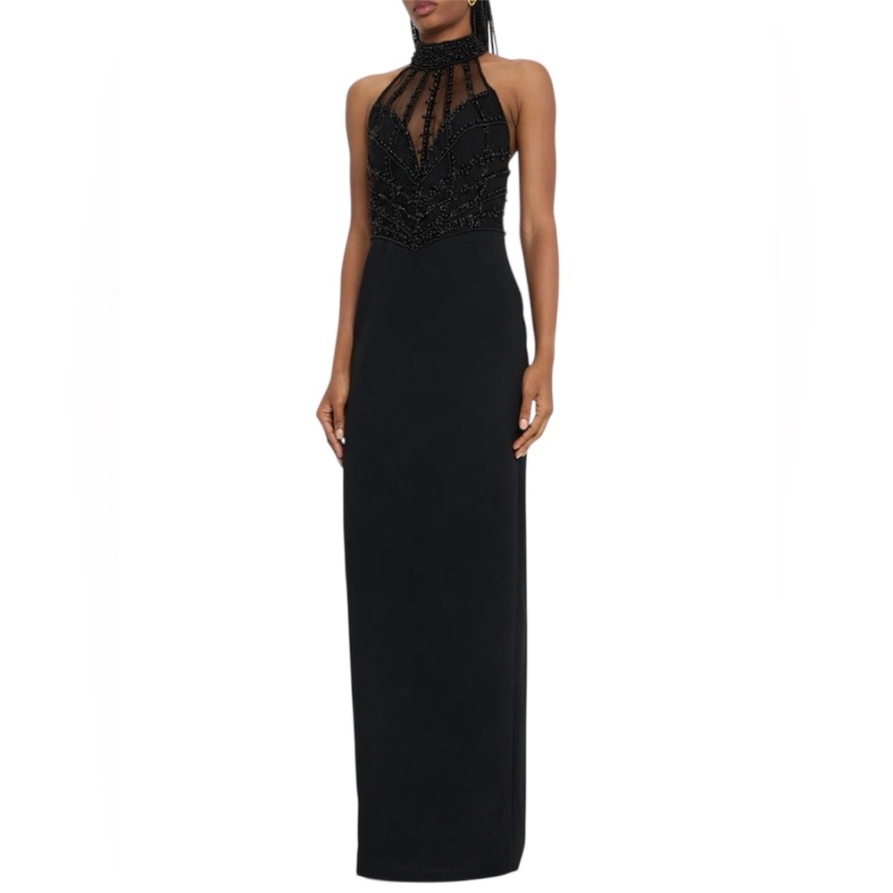 Pamella Roland
Women’s Embroidered Crepe Halter Illusion Gown